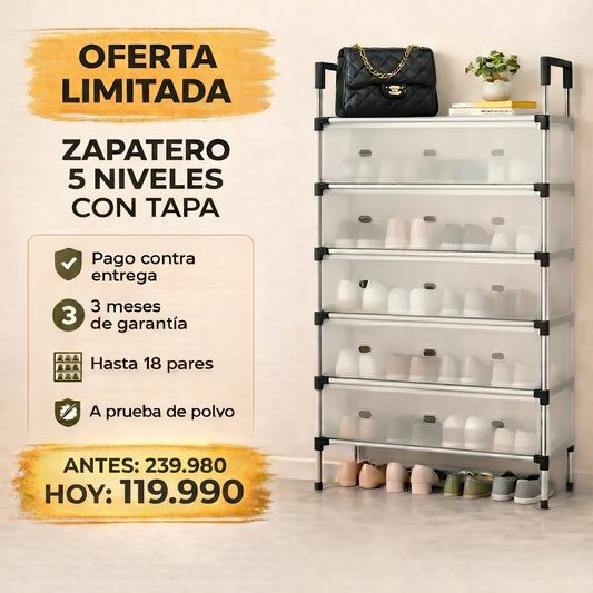 MEGA OFERTA - Zapatero De 5 Niveles Con Tapa
