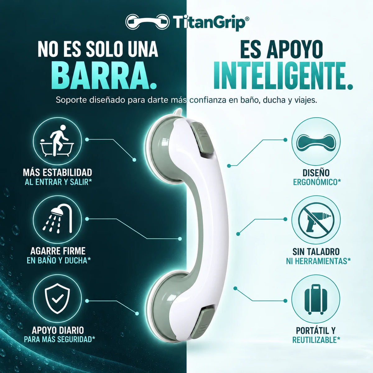TitanGrip - Barra de Soporte Portátil Antideslizante al Vacío - Imagen 2